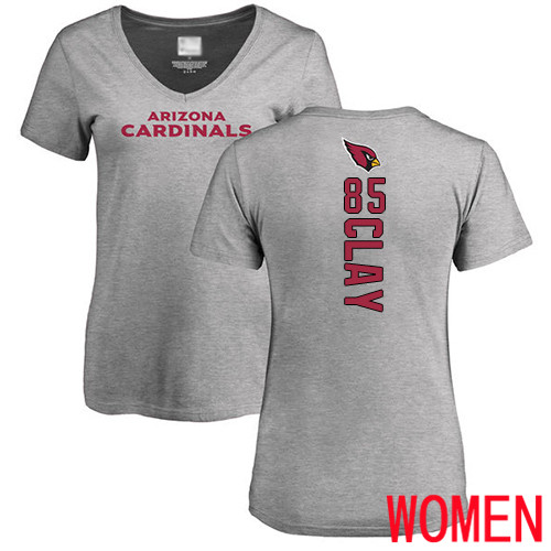 Arizona Cardinals Ash Women Charles Clay Backer V-Neck NFL Football #85 T Shirt->nfl t-shirts->Sports Accessory